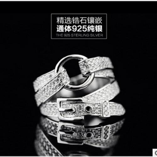 Charming Zircon Belt Finger Ring for Women Vintage Boho Knuckle Party Rings Punk Jewelry Gifts for Girls
