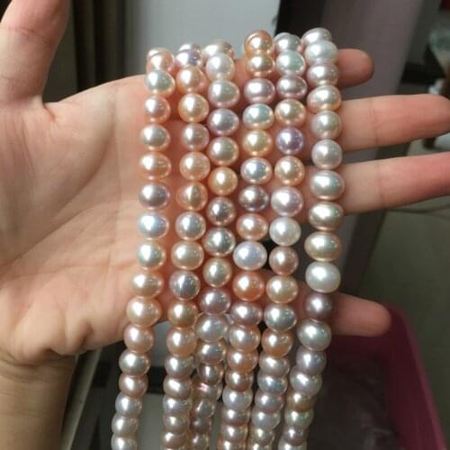 Freshwater Pearl Necklace Round Shape with Size Perfect Luster for DIY Jewelry Loose Pearl Strands