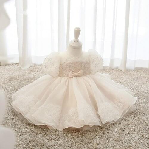 New Baby Girl Dresses For Party And Wedding Princess Lace Girls Lace Dress Baptism Christening 1st Birthday Princess Ball Gown