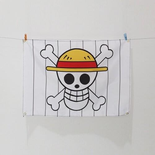 100D polyester ONE PIECE luffy white stripe hanging flag banner with grommets size 3x5ft 96x144cm