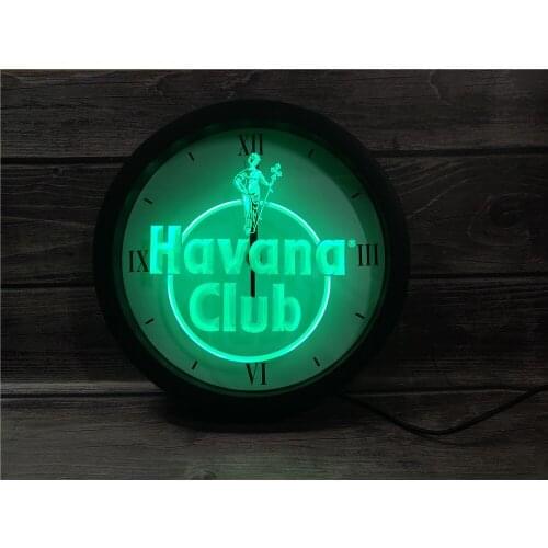 0E218 Havana Club Rum APP RGB 5050 LED Neon Light Signs Wall Clock