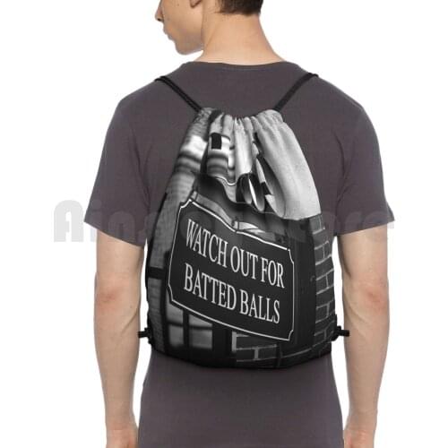 Baseball Warning Backpack Drawstring Bag Riding Climbing Gym Bag America American Americana Attractions Ball Ballpark