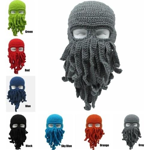Wholesale Novelty Handmade Funny Tentacle Octopus Hat Mens Womens Knit Wind Cap Halloween Animal 200PCS/lot