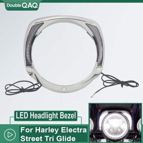 Motorcycle LED Headlight Bezel Visor Trim Ring Black For Harley Electra Glide Street Glide Tri Glide FLHX FLHXS FLHTK 14-Up