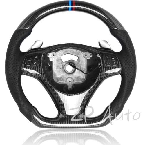 Carbon Fiber and Perforated Leather for BMW E90 E92 Steering Wheel assembly with Paddle Shifters & LED