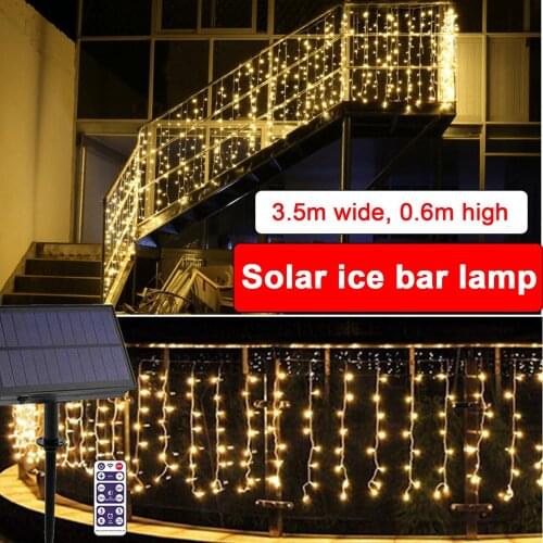 Solar Icicle Light Outdoor Waterproof Railing Light Led Curtain Light String Home Garden Corridor Lighting Decor Night Lights