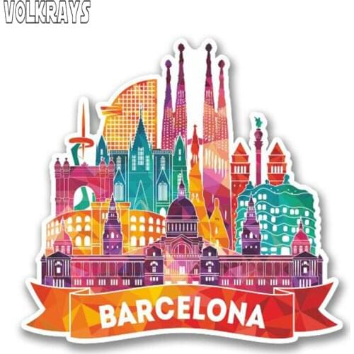 Volkrays Beautiful Car Sticker Catalunya Spain Vinyl Sticker Travel Luggage Tag Vinyl Waterproof Sunscreen Decal,13cm*12cm