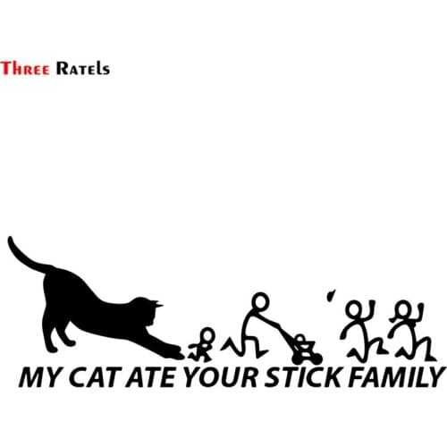 Three Ratels FD72 My Cat Ate Your Stick Figure Family Vinyl Decal Sticker