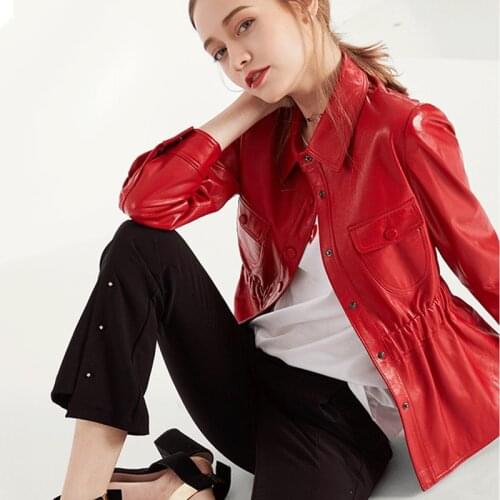 High Quality Genuine Sheepskin Leather Jackets Women 2021 Motorcycle Womens Clothing Coat Female Autumn Mujer Chaqueta Zjt2179