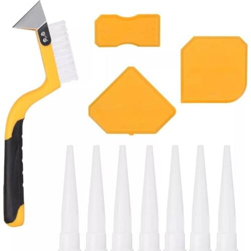 Caulking Tools Kit Corner Angle Glass Scraper Caulk Remover & Caulk Caps Cleaning Set