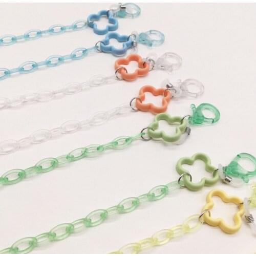 Flower Retro Bright Acrylic Sunglasses Chain Straps Lanyards Transparent Color Reading Glasses Hanging Neck Glasses Chain