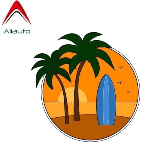 Aliauto Funny Car Sticker Surf Palm Trees Waterproof Sunscreen Reflective Decal PVC Accessories,12cm*12cm
