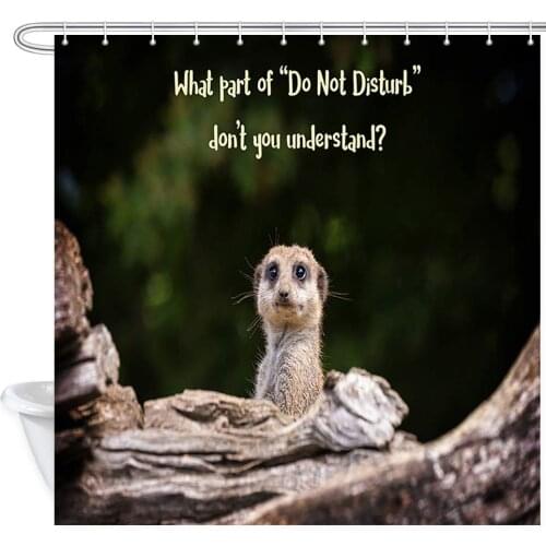 Mongoose Shower Curtains Funny Meerkat and The Words Do Not Disturb Polyester Fabric Bathroom Curtain