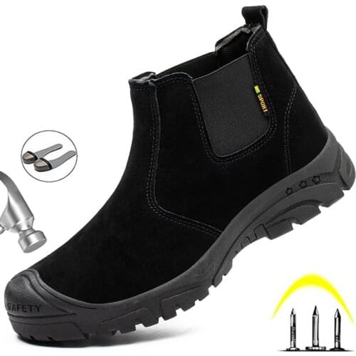Safety Shoes Men Fashion Indestructible Steel Toe Caps Work Boots Anti-smashing Anti-puncture Lightweight Chelsea Outdoor Boots