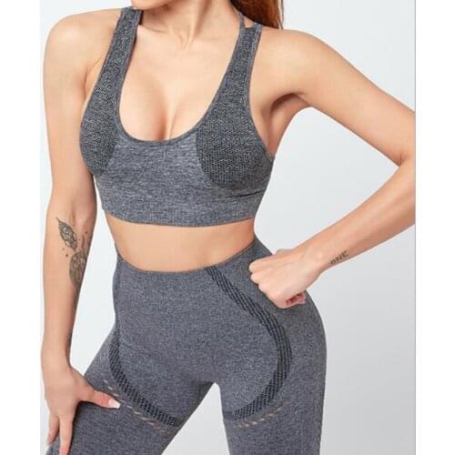 2 PCS Women Summer Seamless yoga set Fitness Sports Suits GYM Clothing Yoga bra+High Waist shorts Workout Running set