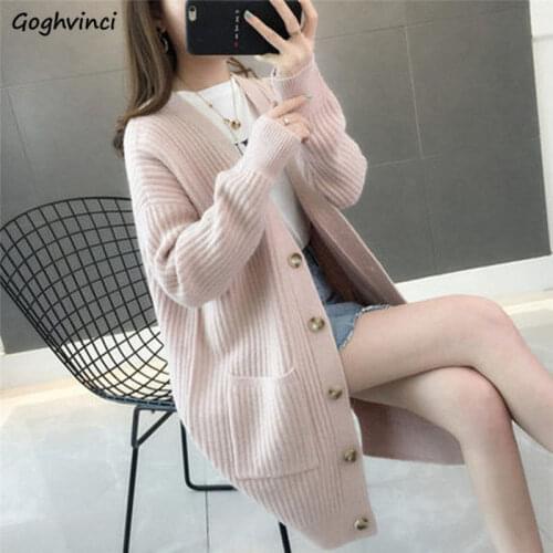 Sweaters Women Cardigans Single Breasted Pockets Solid Womens Elegant Daily Outwear Jumper Autumn Winter Knitted Plus Velvet New