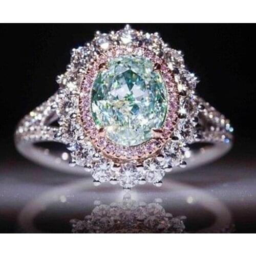 Green Crystal Ring Inlay Green crystal Ms. Colorful Jewelry Bridal Engagement Wedding Jewelry Party Dress rings