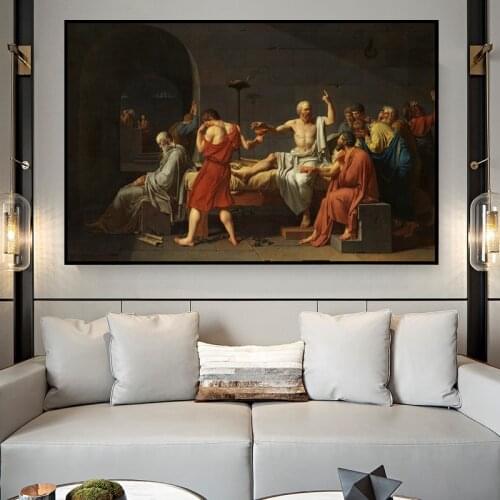 Famous Painting The death of Socrates Canvas Painting Posters and Prints on Canvas Wall Art Picture for Living Room Home Decor