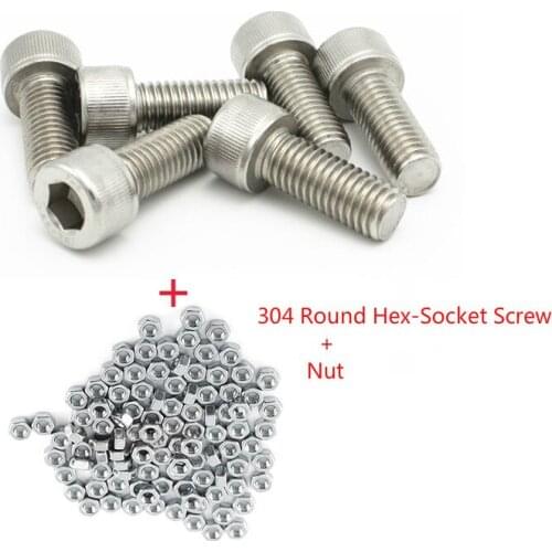 25PCS/Set Screws Nuts Set M3 Stainless Steel 304 Hexagon Hex Socket Head Cap Allen Bolt Screw L=10-30mm