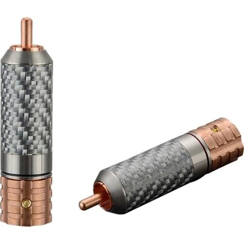 4PCS Viborg VR108 Pure Copper Carbon Fiber screws locking RCA plug connector for Hifi audio RCA cable