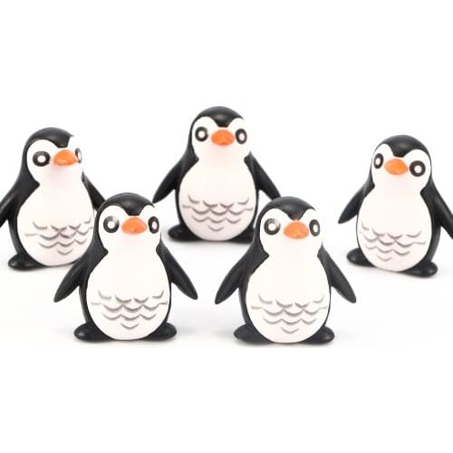 5pcs/lot Mini Resin Penguin Model Practical Jokes Toy Decoration Children Birthday Gifts Toy