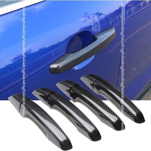 8pcs For Jaguar F-PACE 2016-2020 real carbon fiber Car door handle trim cover Without Smart Sensor Hole decor Car accessories