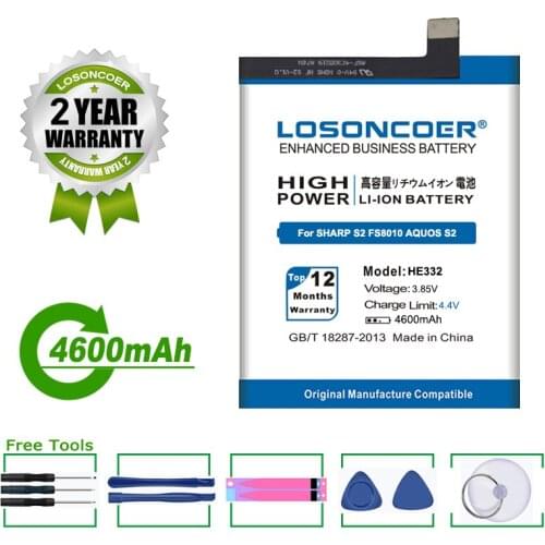 LOSONCOER Battery 4300mAh HE332 For SHARP AQUOS S2 FS8010 Mobile Phone Battery