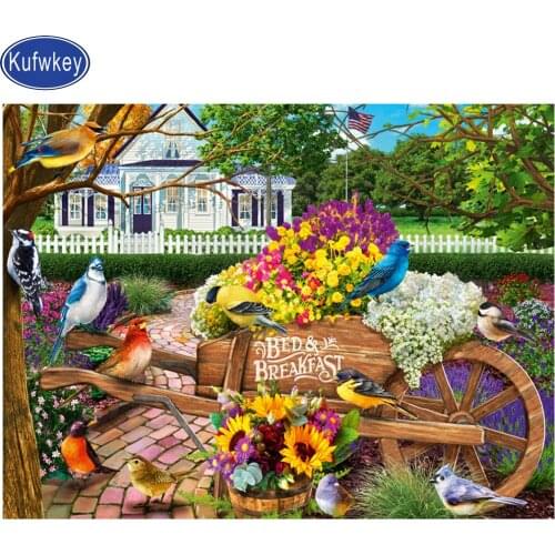 Full Square/Round Drill diamond painting Garden flowers and bird mosaic diamond embroidery 5D DIY Cross Stitch Kits home