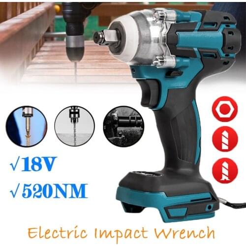 Brushless Cordless Electric Impact Wrench Rechargeable 1/2 inch Wrench Power Tools Compatible for Makita 18V Battery