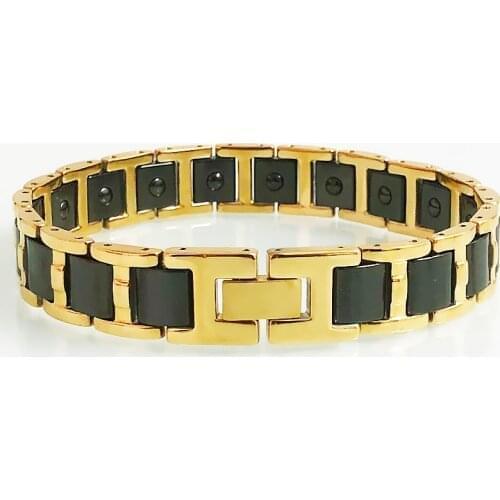 Black Ceramic Bracelet for Men Hematite Gold Color Titainium Steel Health Magnetic Female Wristband Homme Germanium Armband Kpop
