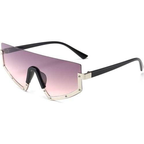 Fashion One Piece Sunglasses Women New Fashion Sun Glasses Half Frame Connected Lens Metal Personality Men Shades Eyeglass