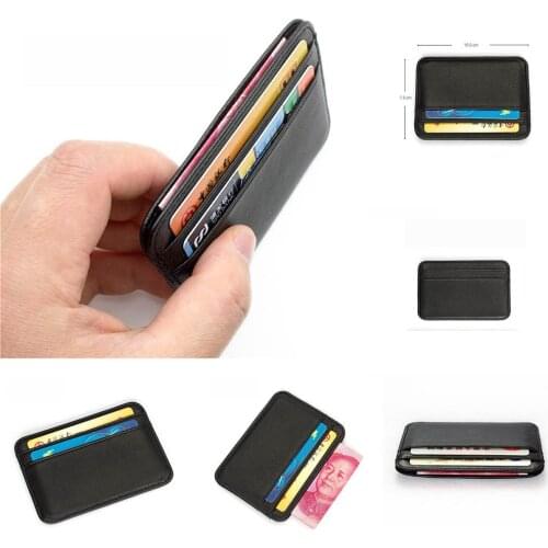 100% Sheepskin Genuine Leather Credit Card Case Mini Id Card Holder Small Purse For Man Slim Mens Wallet Cardholder