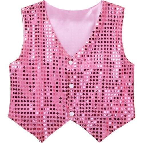 Kids Boys Glittery Sequined Vest Waistcoat Costume for Party Choir Jazz Dance Stage Performance Fashion Kids Tops Boy Clothes