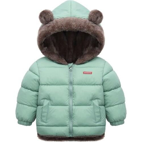 2021 Kids Girls Coats Winter Warm Plush Outerwear Childrens Clothing for Boys Baby Cotton-padded Jackets Thicken Windproof