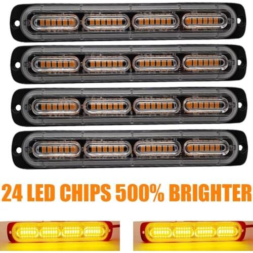 DGT- Light Amber 12-24 V 24 LED Car Truck Emergency Beacon Warning Hazard Flashing Flash Auto Side Lights amber color