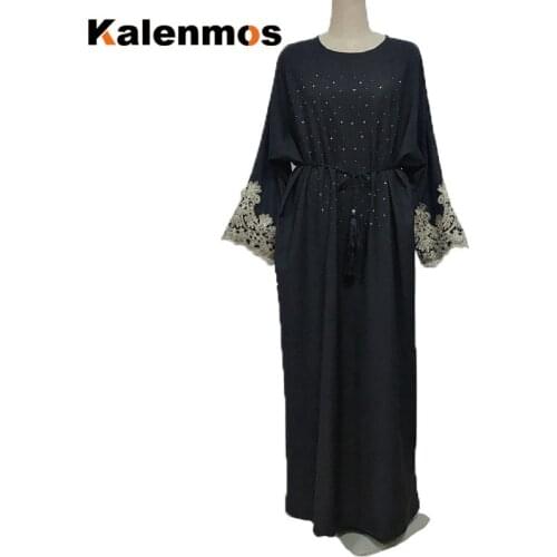 Kalenmos Eid Muslim Abaya Hijab Dress Women Moroccan Kaftan Ramadan Islamic Dubai Diamonds Prayer Garment Long Robe Dresses 2020