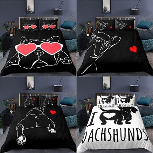 Home Textile Luxury 3D Bulldog Print 2/3Pcs Comfortable Duvet Cover PillowCase Bedding Sets Queen and King EU/US/AU Size