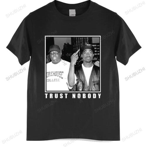 Tshirt men cotton tops Trust Nobody Tupac 2Pac Shakur Notorious Big Men Printed T Shirt Black men t shirt euro size