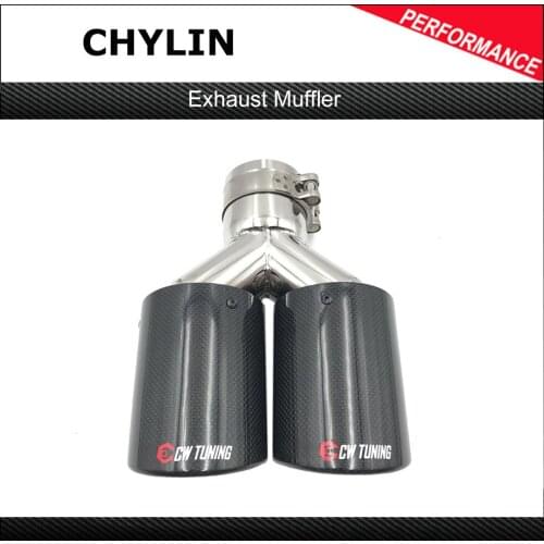 1 Piece Y Model Glossy Carbon Exhausts Dual End Tips For BMW For BENZ For Ak For VW Exhaust Dual Muffler Pipes Tail Tips