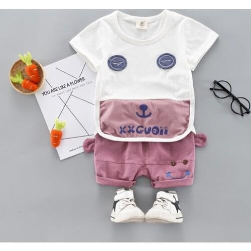 Boy and Girl Cotton T-Shirt Pants Set Childrens cartoon pattern breathable cool two-piece Childrens Short Sleeve T-Shirt Pants