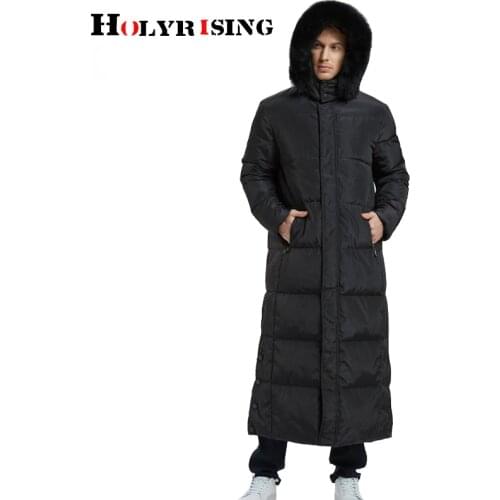 Holyrising New X-long mens down jacket 90% white Duck down coat plus size Over the knee Russian winter coat down -20C 18999-5
