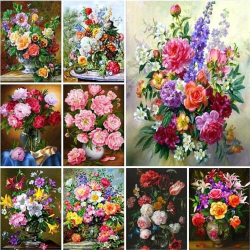 5D DIY Diamond Painting Mosaic Flower Full Square/Round Embroidery Vase Cross Stitch Rhinestone Pictures Wall Sticker Home Decor