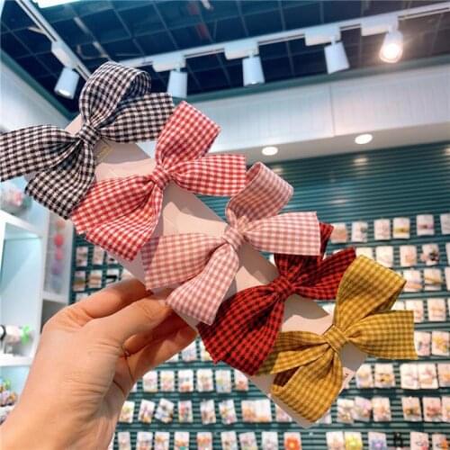 Plaid Butterfly Hair Pins For Girls Bow Hair Clip Baby Clip Kids Hair Accessories Set Party Show Hair Styling Tool Ins Barrettes