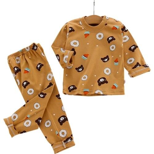 Kids Sets Baby Boys Girls Cotton Clothes New Autumn Spring 2021Fashion Cartoon Thermal Underwear Sets for Children Pajamas 0-6y