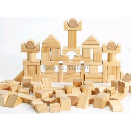 Free ship 1 Set of 100pc children kids natural Wooden build blocks Montessori sensorial early development Educational material