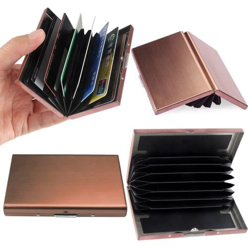 Stainless Steel Card Box Credit ID Card Business Bag Storage Metal Clip Solid Color Convenience Business Gift