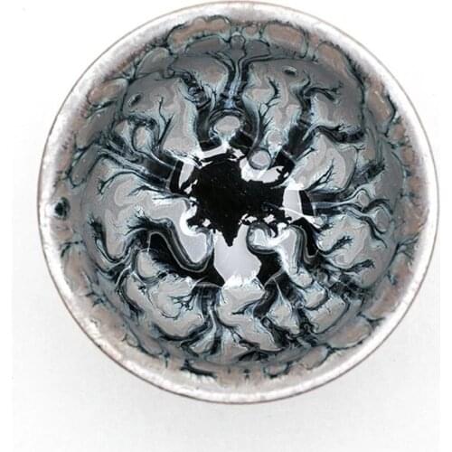 Tree Pattern Creative Tea Cup Tenmoku Glaze for Japanese Matcha Tea Porcelain Wine Teacup