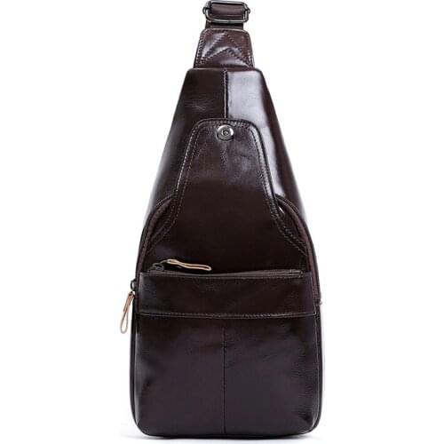 Man Crossbody Bag Genuine Leather Chest Bag For Men Casual Messenger Bags Fashion Mens Chest Pack Large Capacity Business Bags