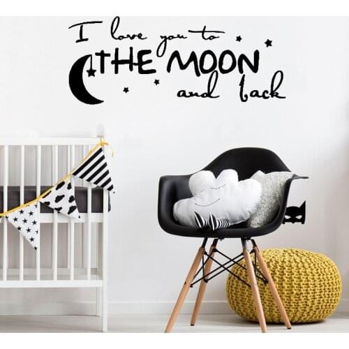 Text Wall Sticker Decal i love you to the moon and back quote Nursery Baby Room Nontoxic PVC Decals Art Wall Mural RomanticLC180