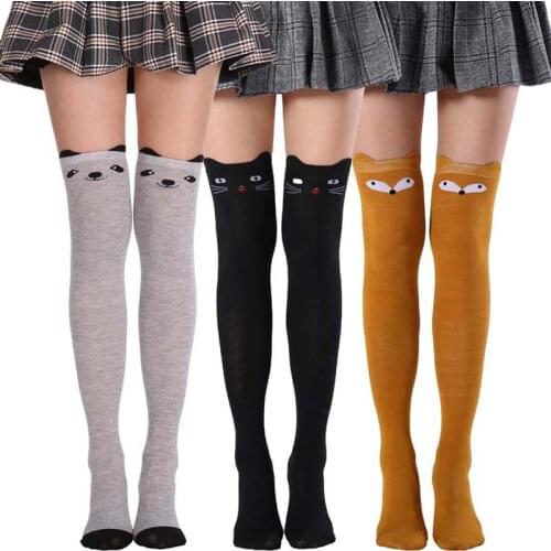 New Sexy Striped Long Socks Women Over Knee Thigh High Over The Knee Stockings Ladies Girls Warm Knee Socks Pure Cute Cat Socks
